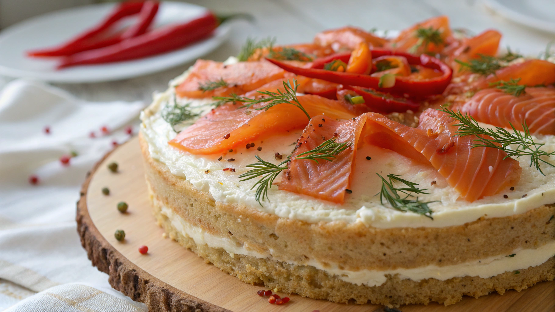 Cake fondant au saumon fumé et poivron rouge - recette française