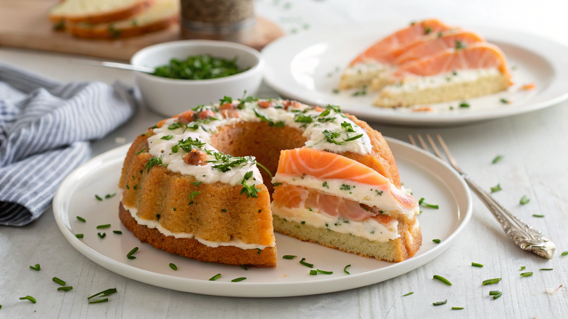 Cake moelleux au saumon fumé & ciboulette - recette française
