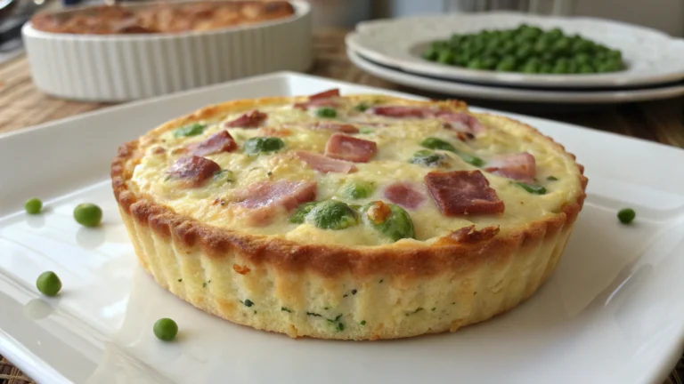 Clafoutis salé au jambon, petits pois & Boursin - recette française