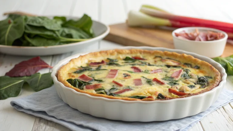 Clafoutis salé aux blettes et lardons - recette française