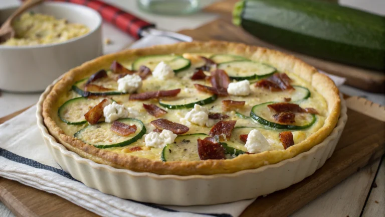 Clafoutis salé courgettes, lardons & chèvre - recette française