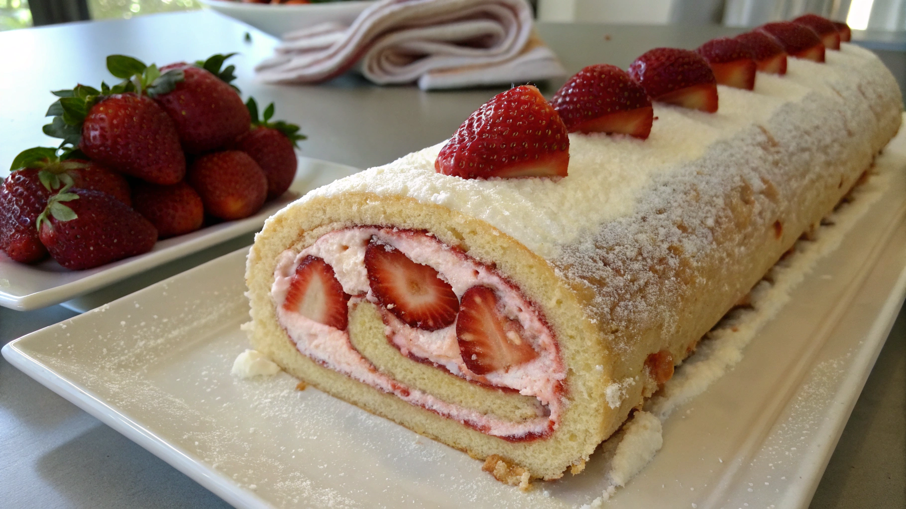 Rouleau de gâteau aux fraises facile - recette française