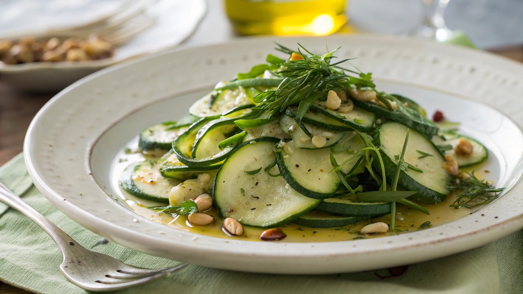 Salade tiède de courgettes à l’estragon et huile de noix - recette française