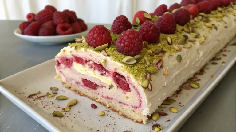 Bûche aux framboises et pistaches - recette française