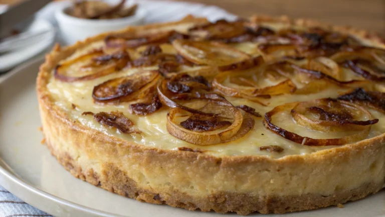 Cake aux oignons caramélisés et fromage - recette française