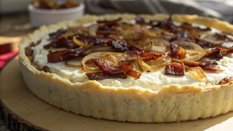 Cake salé chèvre, oignons & lardons - recette française