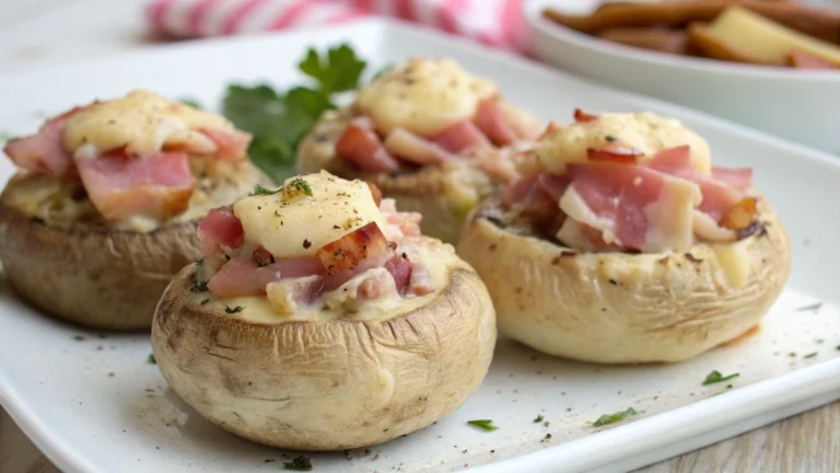 Champignons farcis au jambon et fromage - recette française
