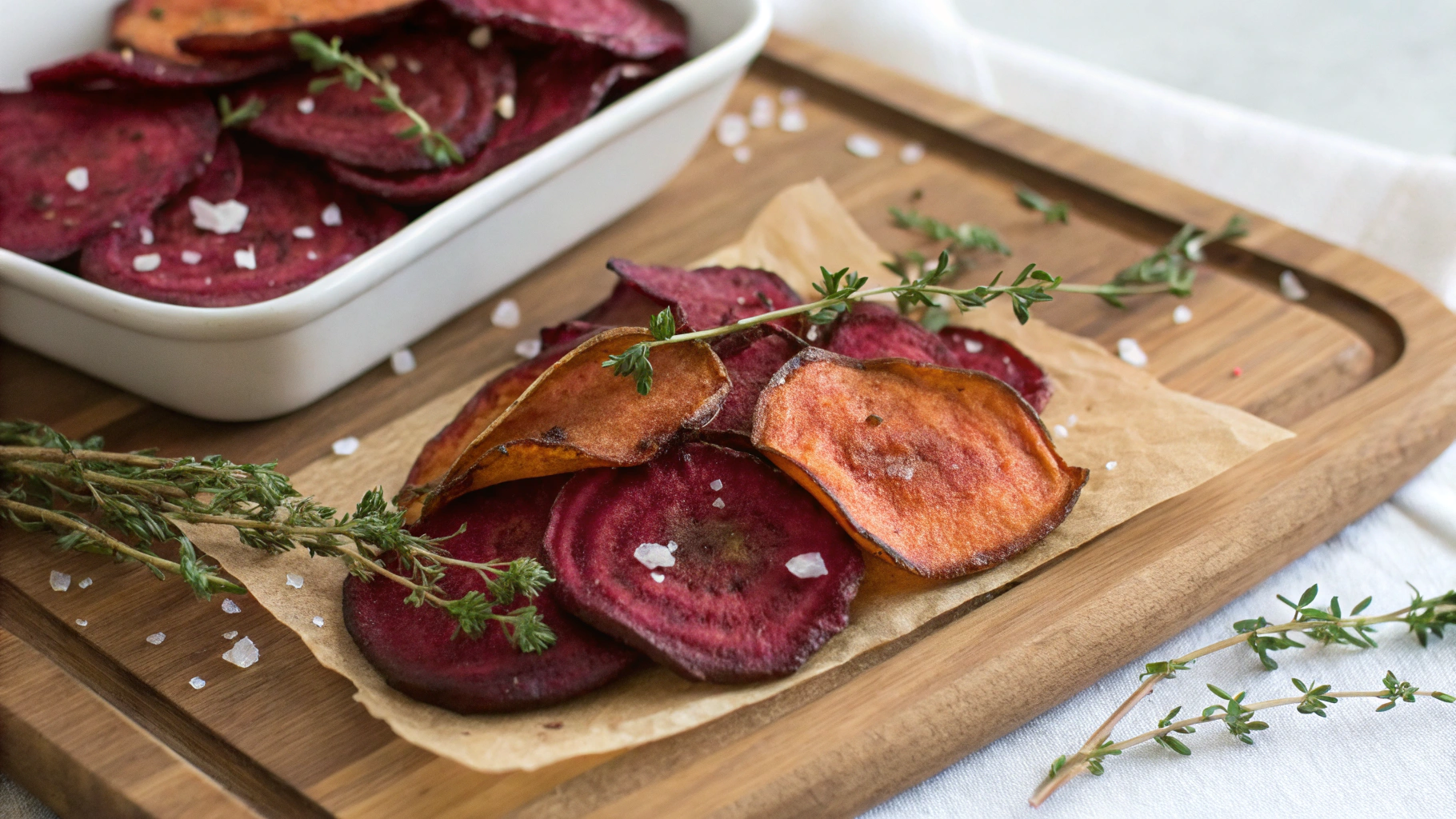 Chips de betterave au thym et sel rose - instructions de préparation