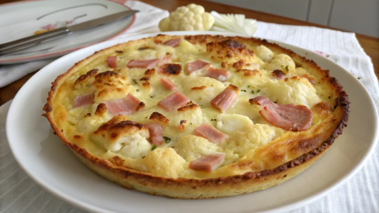 Clafoutis de chou-fleur au jambon léger - recette française