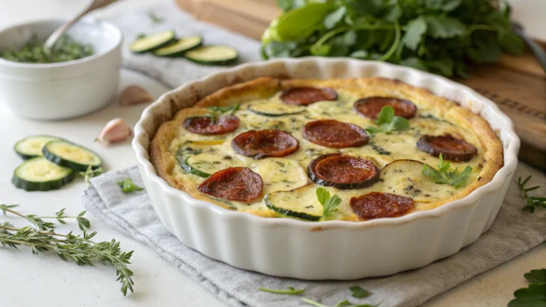 Clafoutis salé aux courgettes et chorizo - recette française