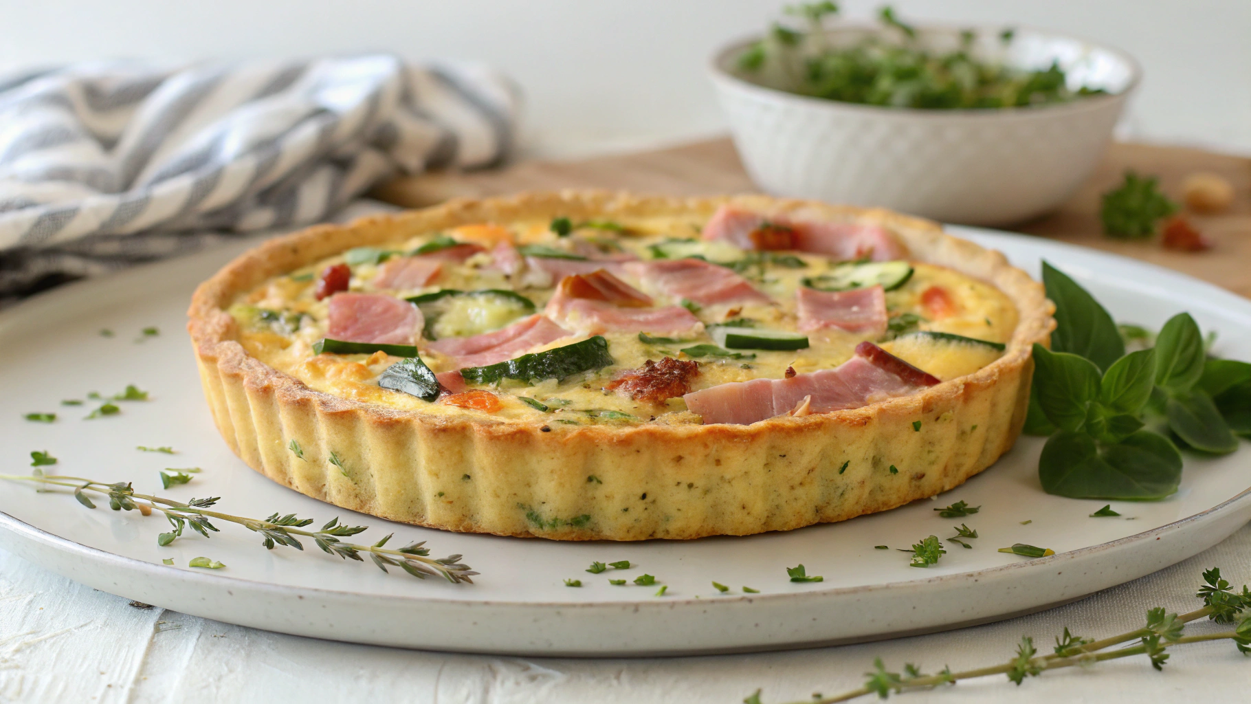 Clafoutis salé aux légumes et jambon - recette française