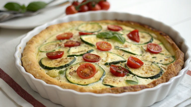 Clafoutis salé chèvre, courgettes et tomates - recette française