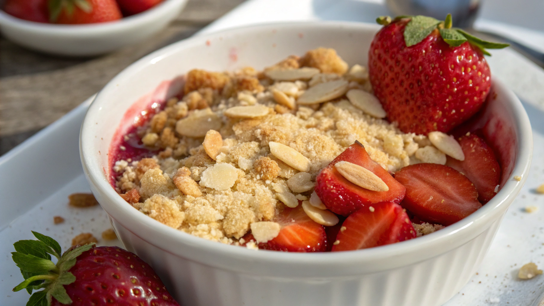 Crumble aux fraises à la poudre d’amande - recette française