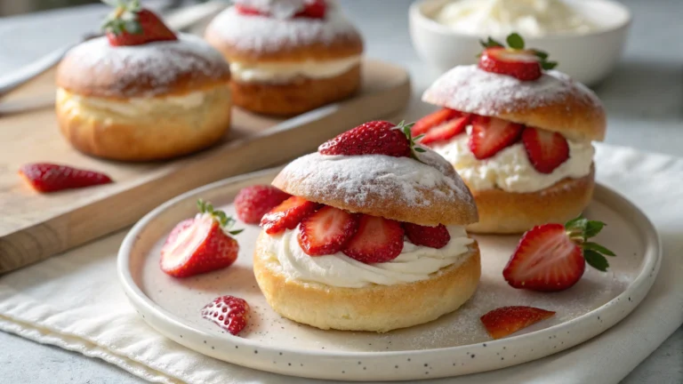 Délicieuses Brioches Maritozzi aux fraises faites maison - recette française