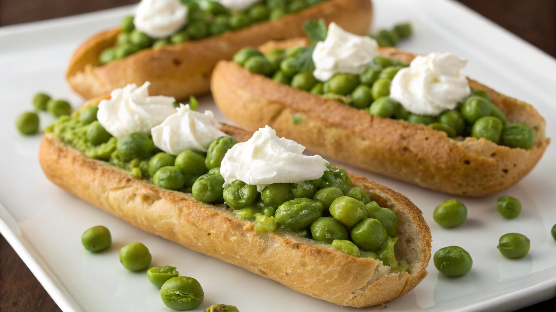 Éclairs de petit pois et chantilly de chèvre - recette française