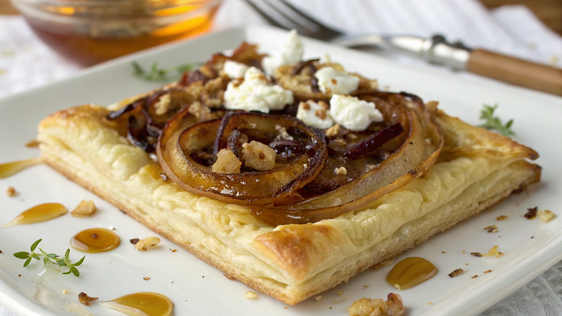 Feuilletés Chèvre-Miel & Oignons Caramélisés - recette française