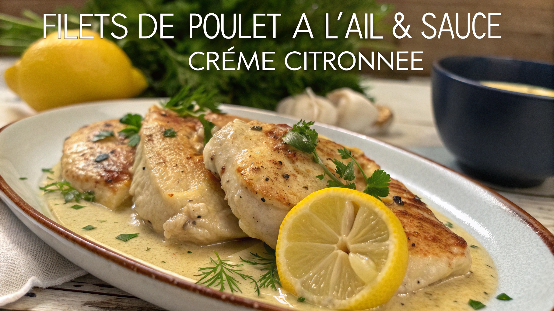 Filets de Poulet à l’Ail & Sauce Crème Citronnée - recette française