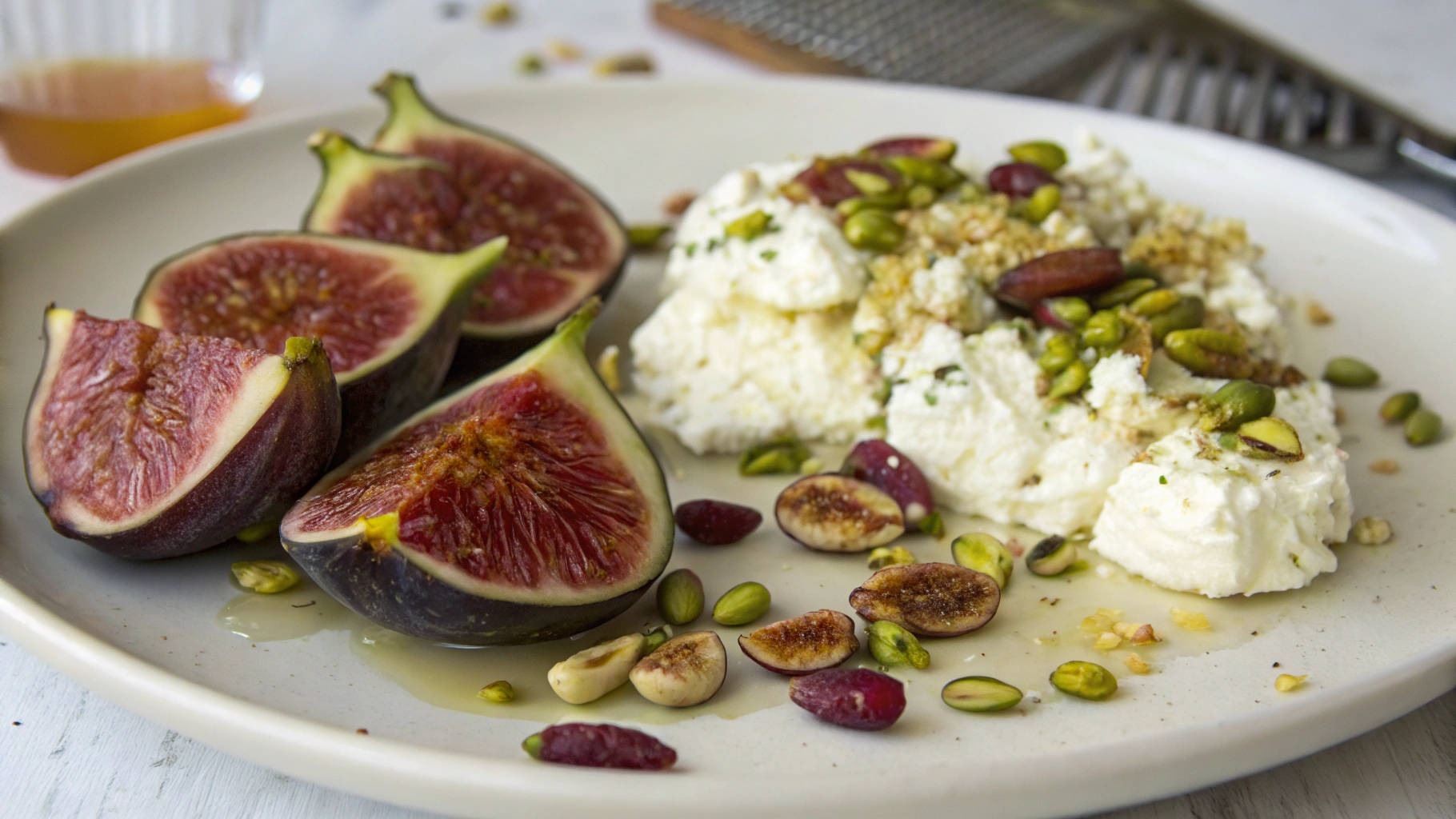 Fromage de Chèvre au Miel, Figues et Pistaches - recette française