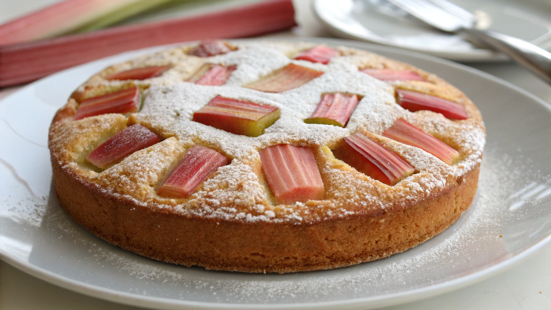 Gâteau à la rhubarbe - recette française