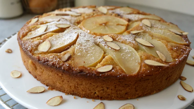 Gâteau moelleux aux poires & amandes - recette française