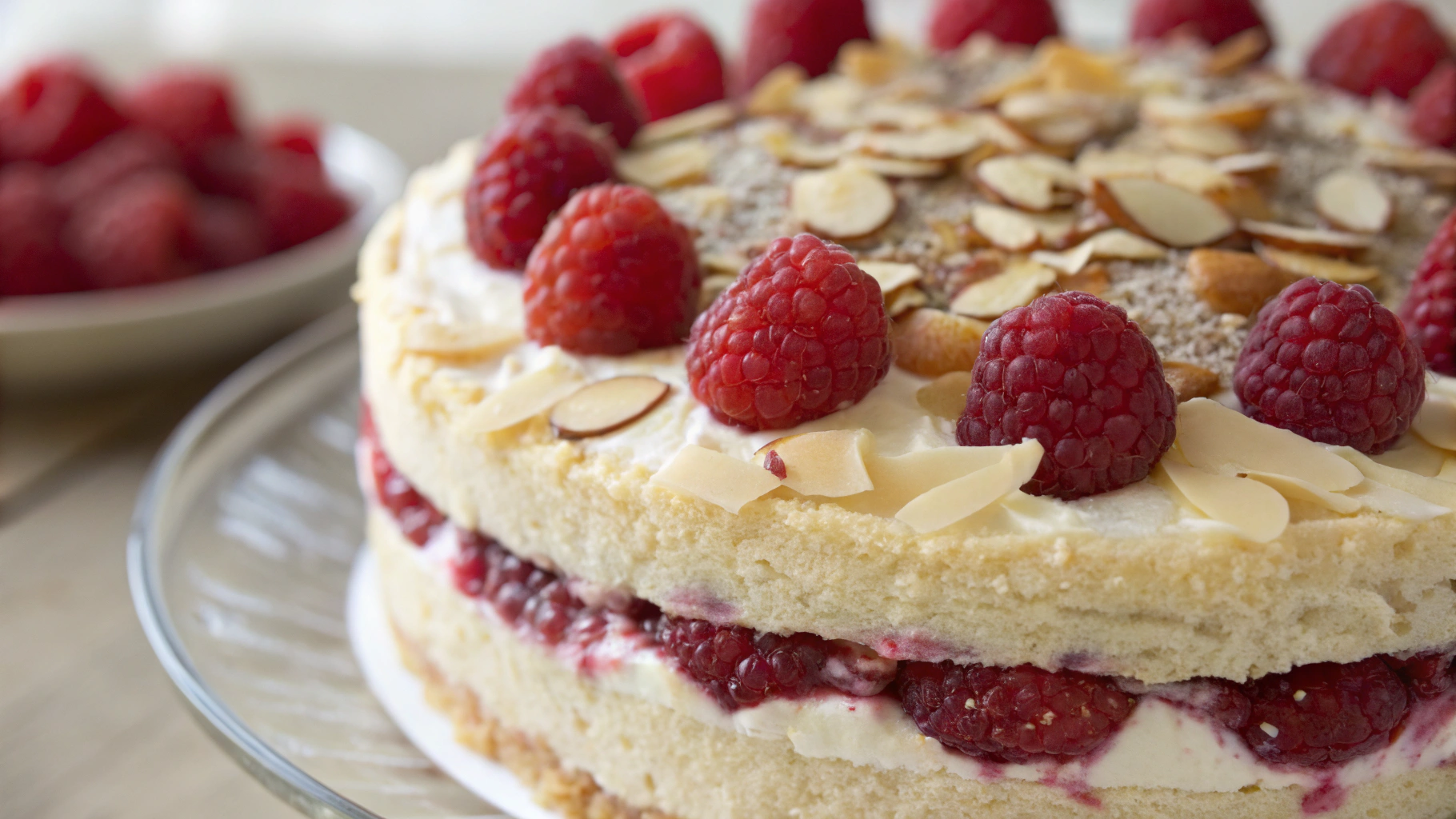 Gâteau Nuage aux Framboises & Amandes - recette française
