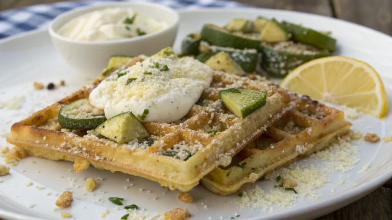Gaufres Salées au Quinoa, Courgette et Parmesan, Sauce Yaourt-Citron - recette française