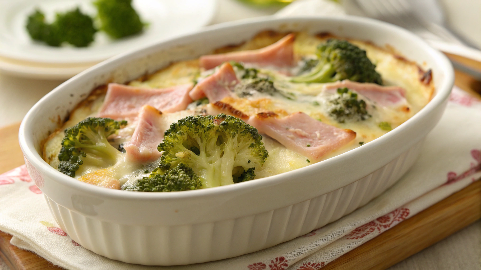 Gratin fondant aux brocolis et jambon - recette française
