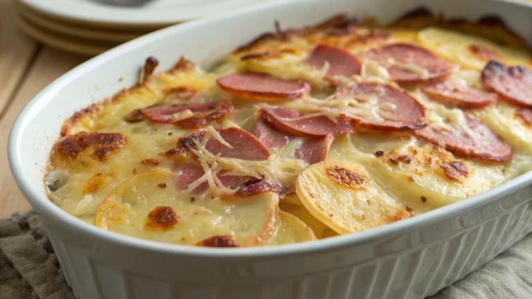 Gratin fondant de pommes de terre, jambon & comté - recette française