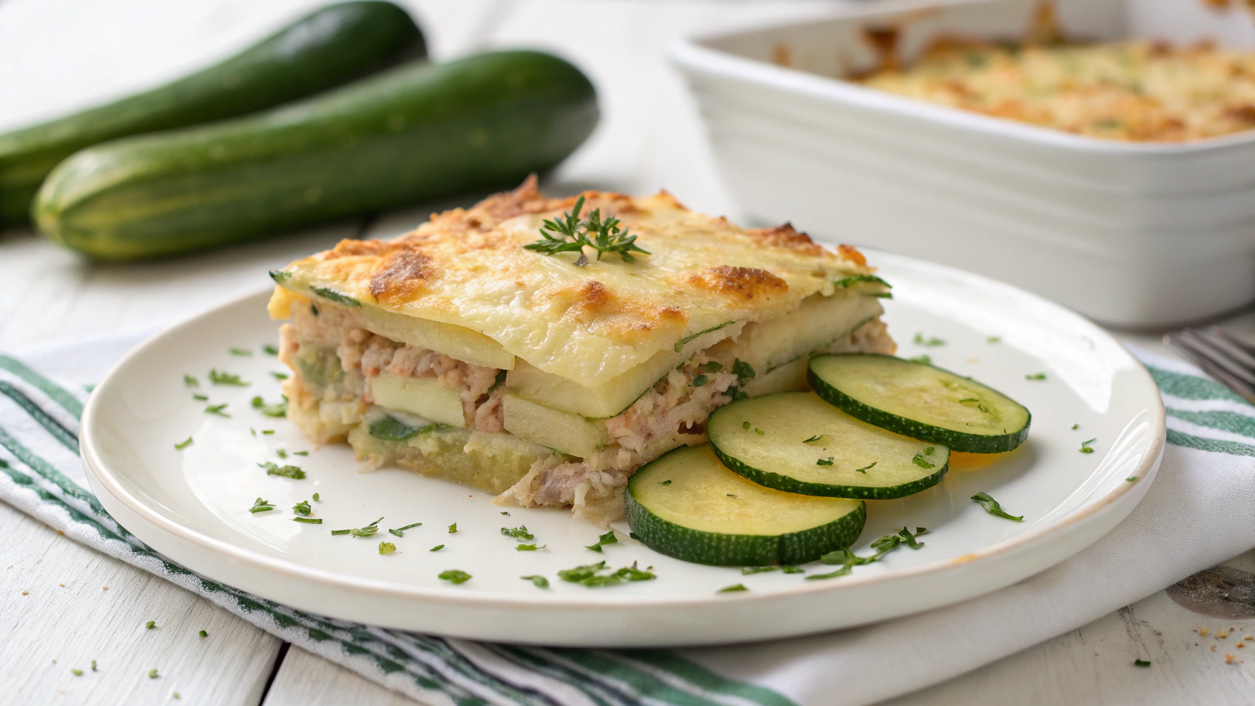 Gratin léger courgettes, pommes de terre & thon - recette française