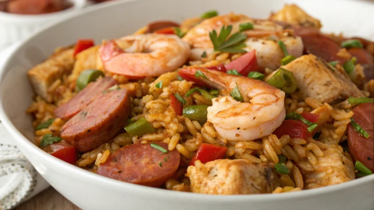 Jambalaya créole au poulet, crevettes et saucisses - recette française