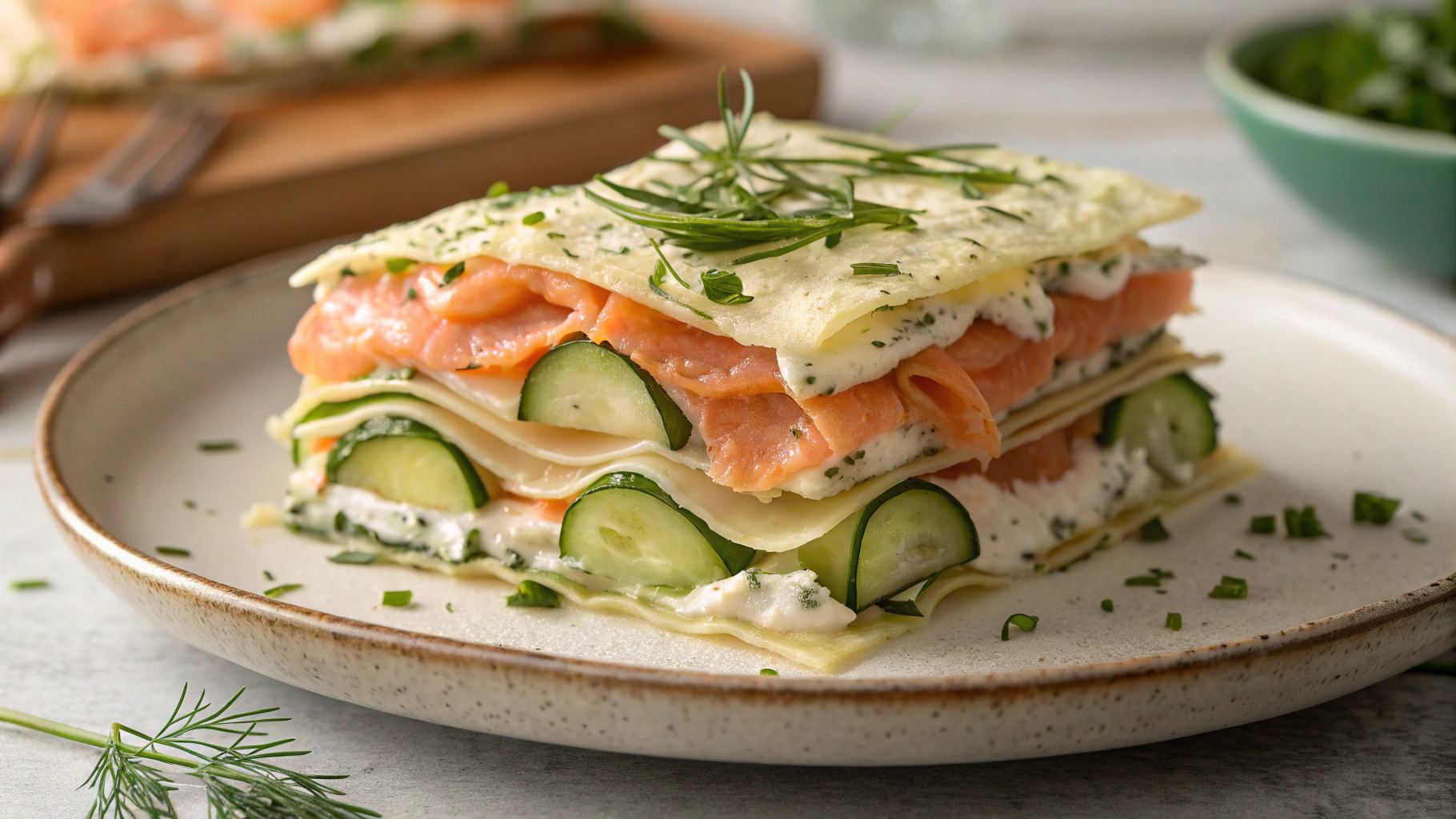 Lasagnes de Fraîcheur au Saumon & Concombre - recette française
