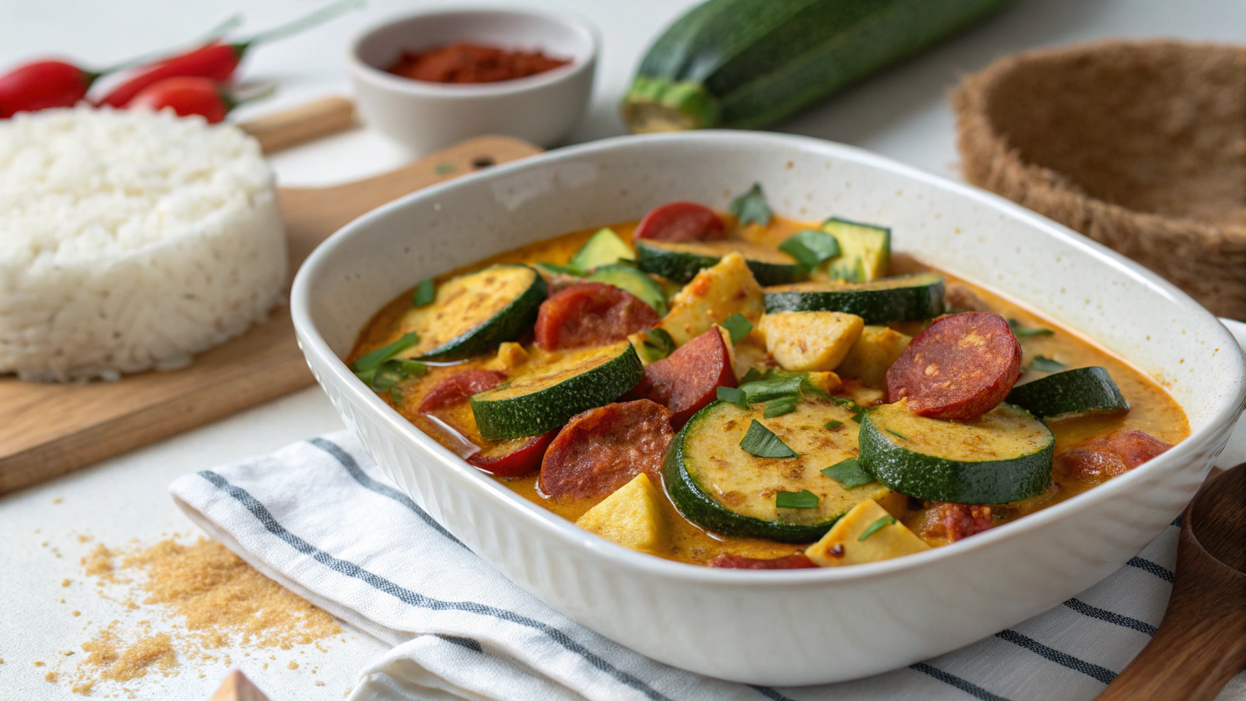 Le Curry Soleil aux Courgettes, Chorizo & Coco - recette française