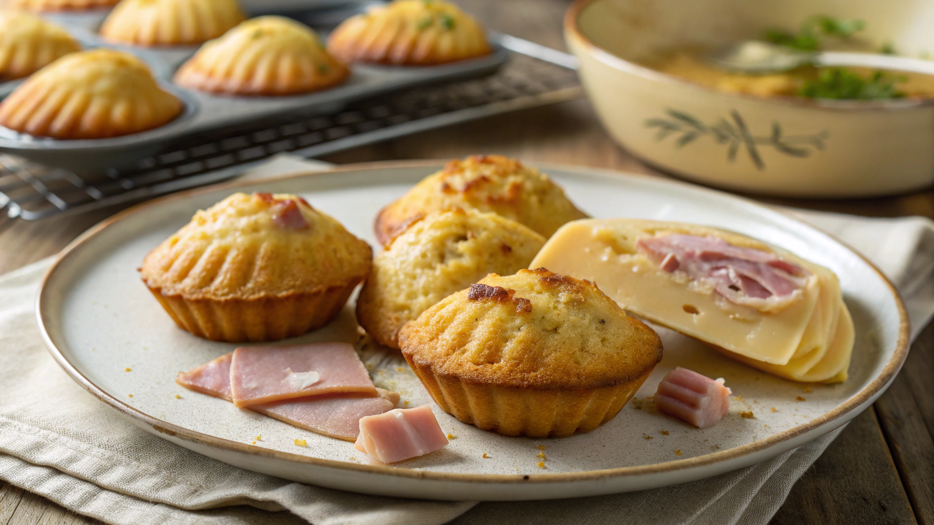 Madeleines salées au jambon et emmental - recette française