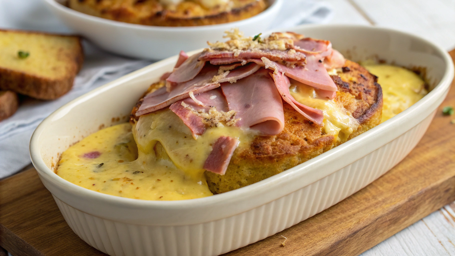 Moelleux à la Moutarde, Jambon et Fromage - recette française