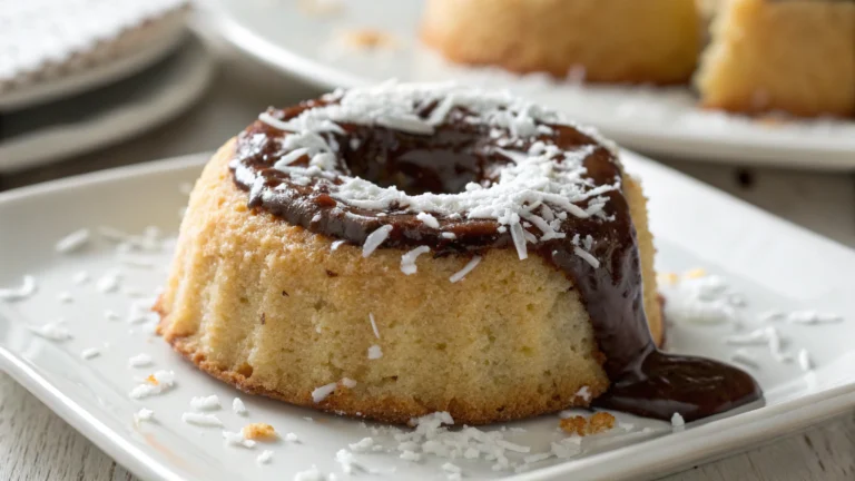 Moelleux à la noix de coco et cœur de chocolat - recette française