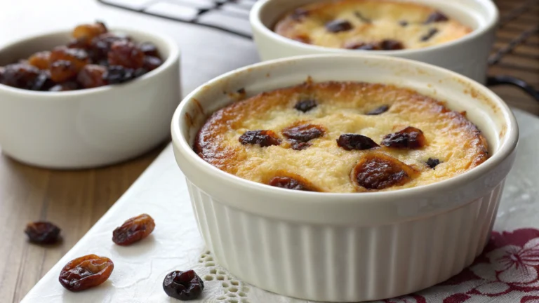 Moelleux de semoule au rhum et raisins - recette française