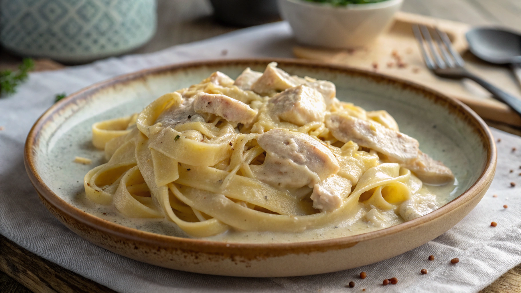 Pâtes au Poulet à la Sauce Alfredo Crémeuse - recette française