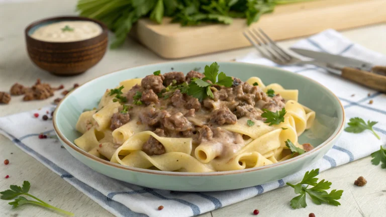 Pâtes Crémeuses au Bœuf Haché - recette française