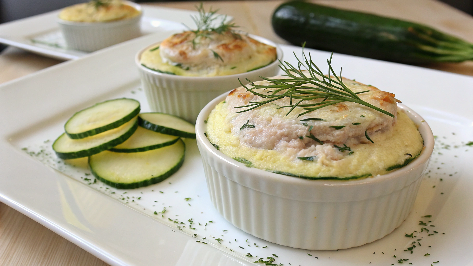 Petits soufflés légers au thon et courgette - recette française