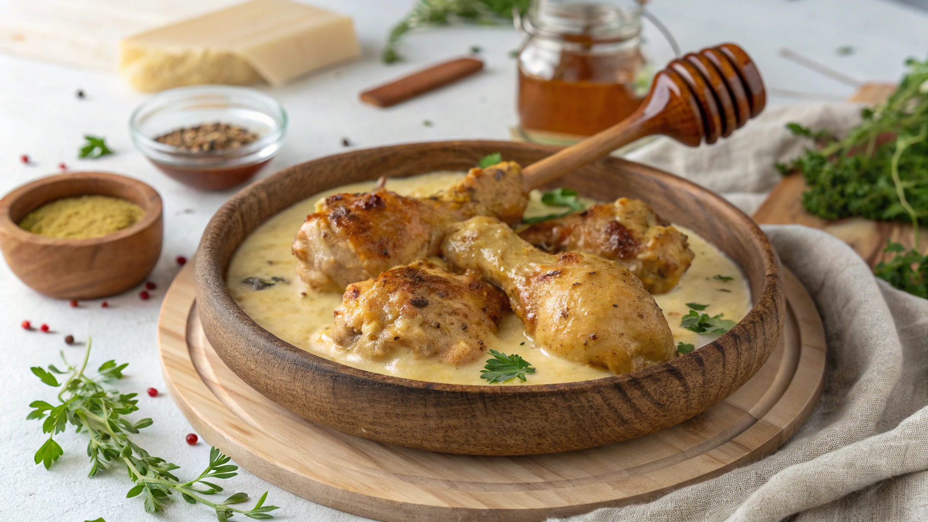 Pilons de Poulet à la Crème, Moutarde et Miel - recette française