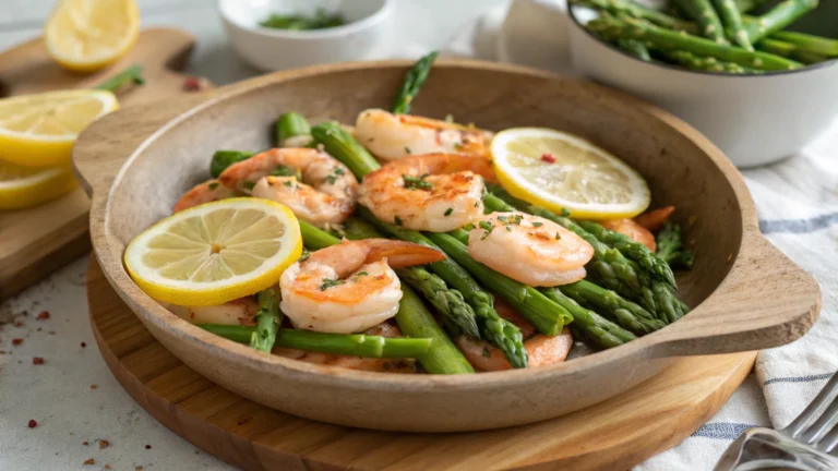 Poêlée de crevettes aux asperges et au citron - recette française