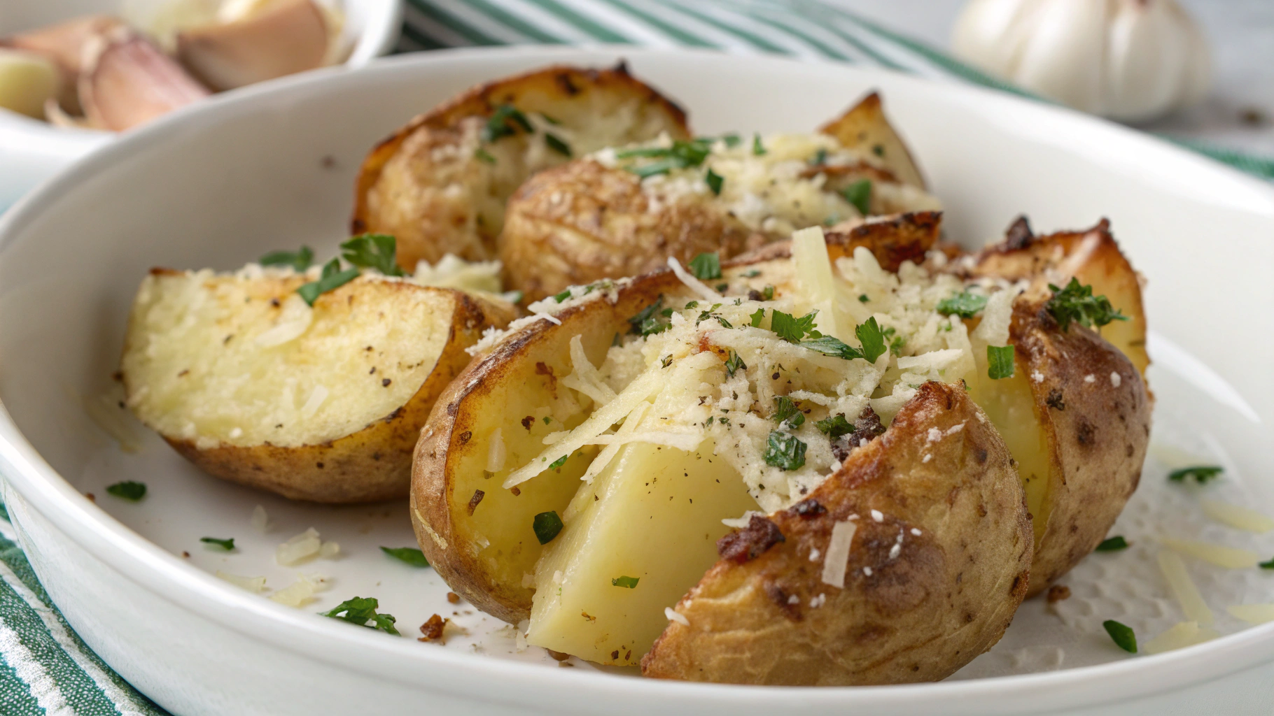 Pommes de Terre Cuites à l’Ail et au Parmesan - recette française