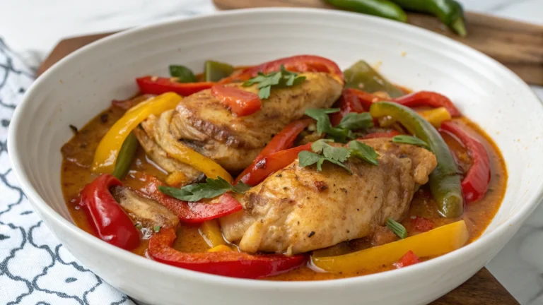 Poulet Mijoté aux Trois Poivrons Façon Basquaise - recette française