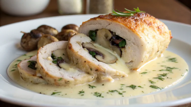 Poulet Roulé aux Champignons et Cœur de Fromage Fondant - recette française