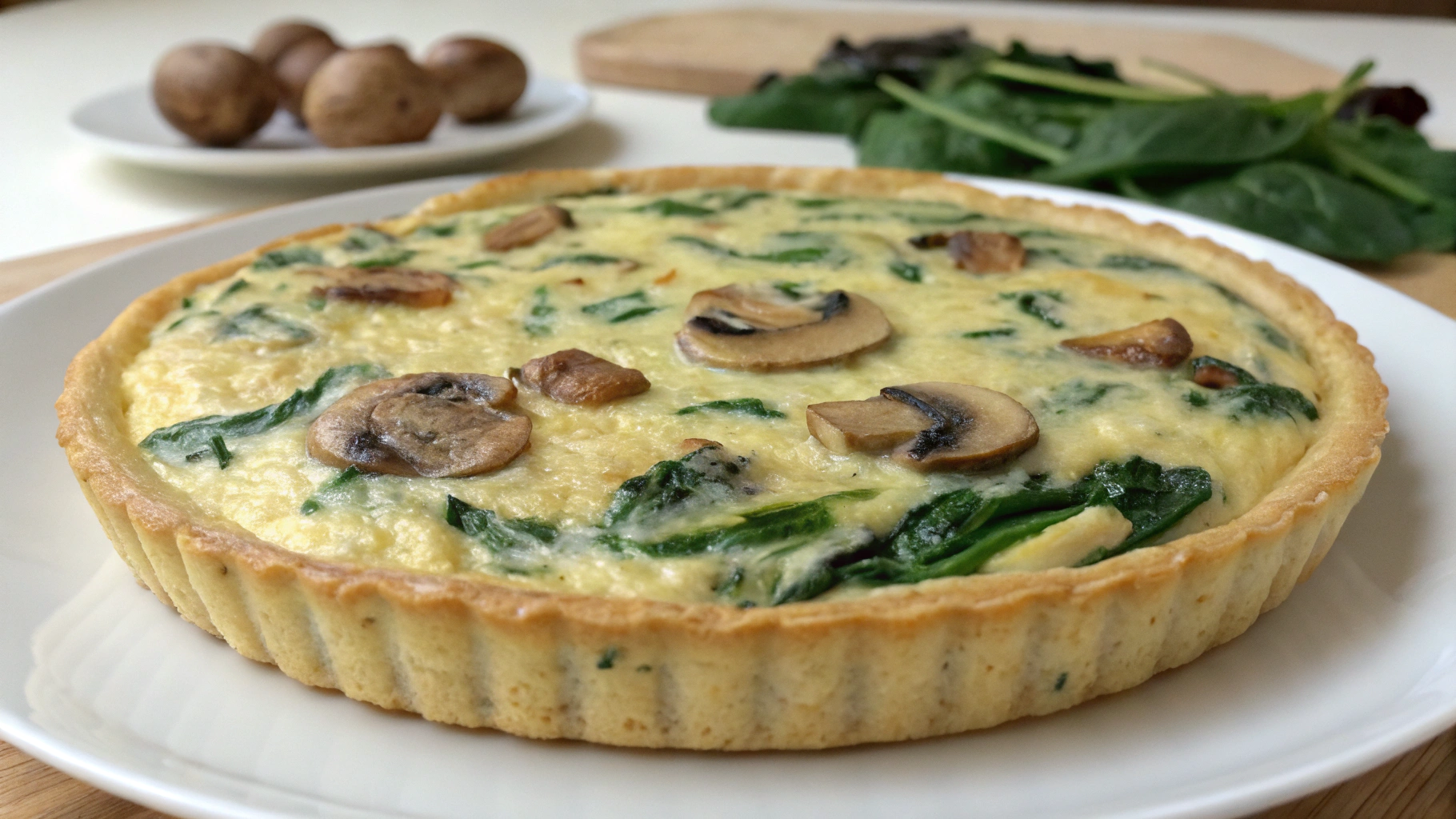 Quiche légère sans pâte aux épinards & champignons - recette française