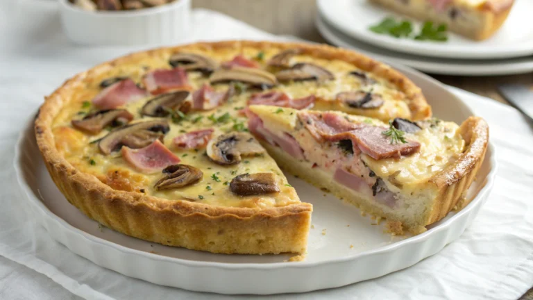 Quiche sans Pâte au Jambon et Champignons - recette française