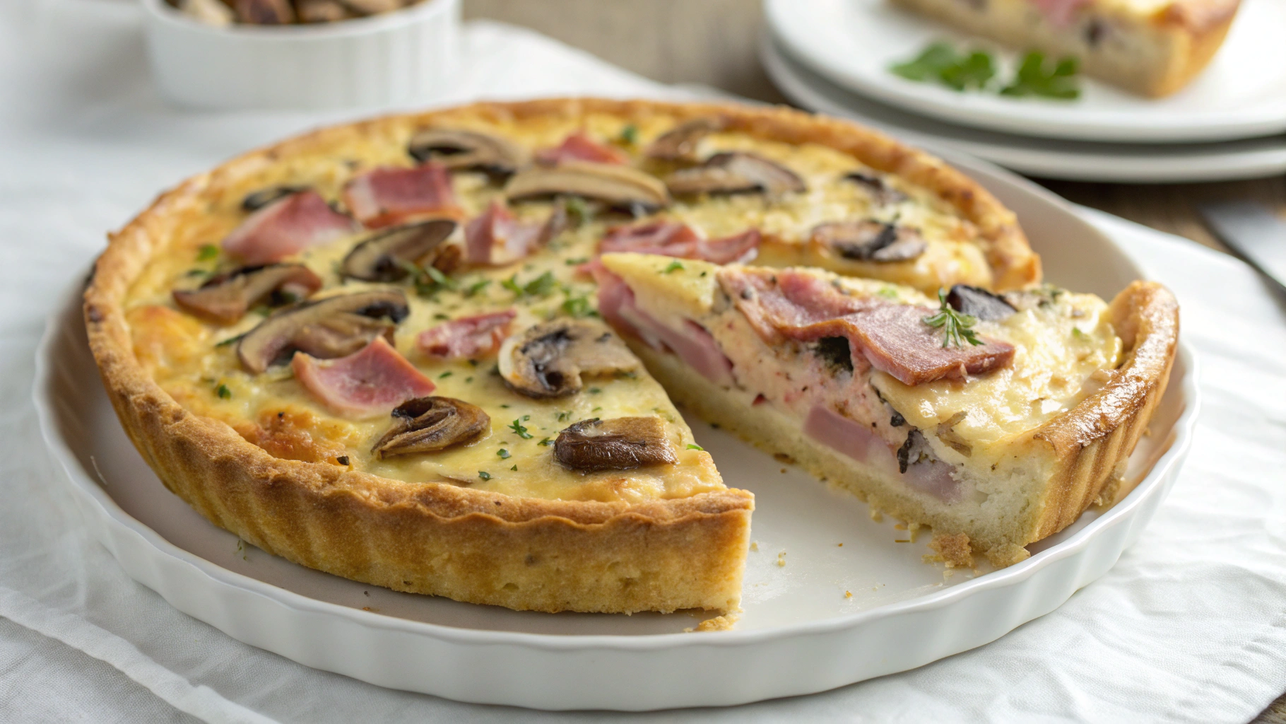 Quiche sans Pâte au Jambon et Champignons - instructions de préparation
