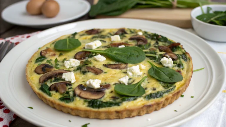Quiche sans pâte épinards, champignons & feta - recette française