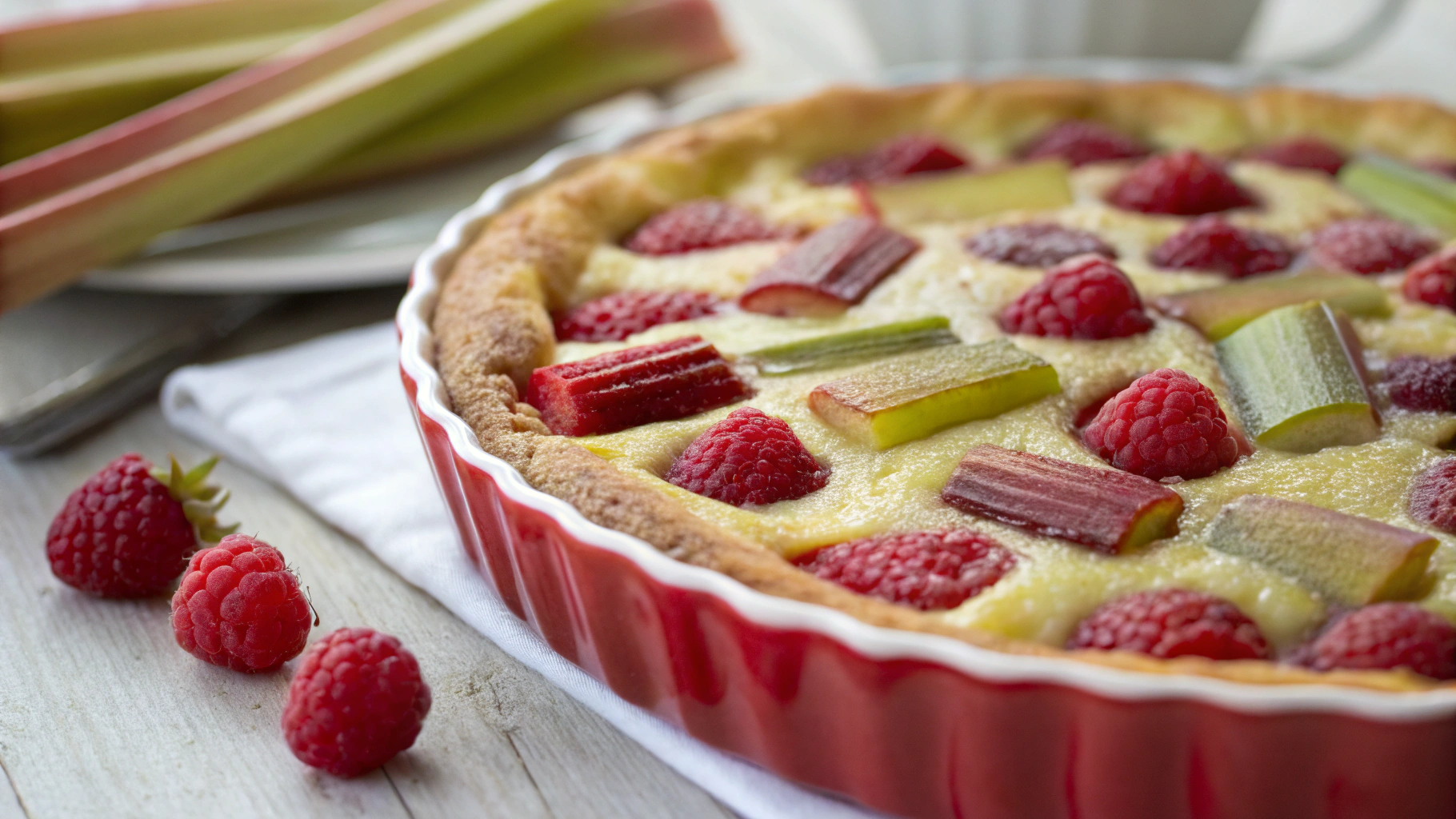 Rhubarbe & Framboises Clafoutis - instructions de préparation