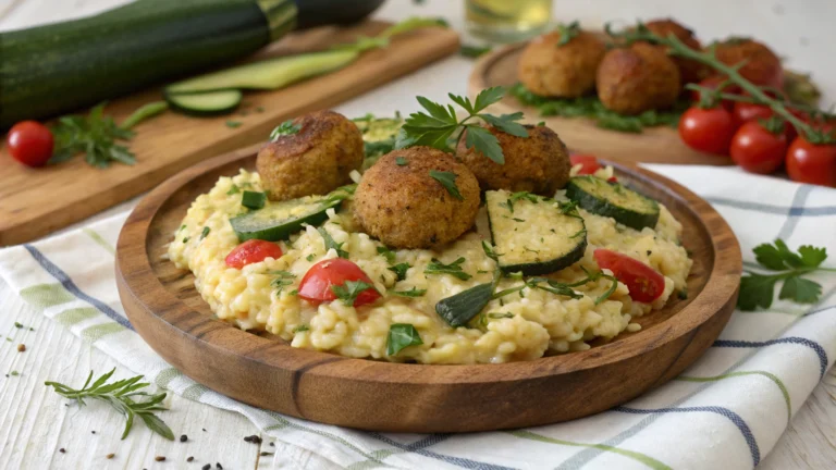 Risotto de Pâtes aux Courgettes, Tomates et Boulettes Croustillantes - recette française